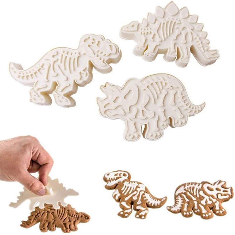 SHEBAKING 6 Pack Jurassic Dinosaur Shaped Cookie Cutter Stegosaurus T-Rex Triceratops Skeleton Fossil Mold Dinosaur Bones Cookie Cutters Set, for Kids and Adults - Image 1